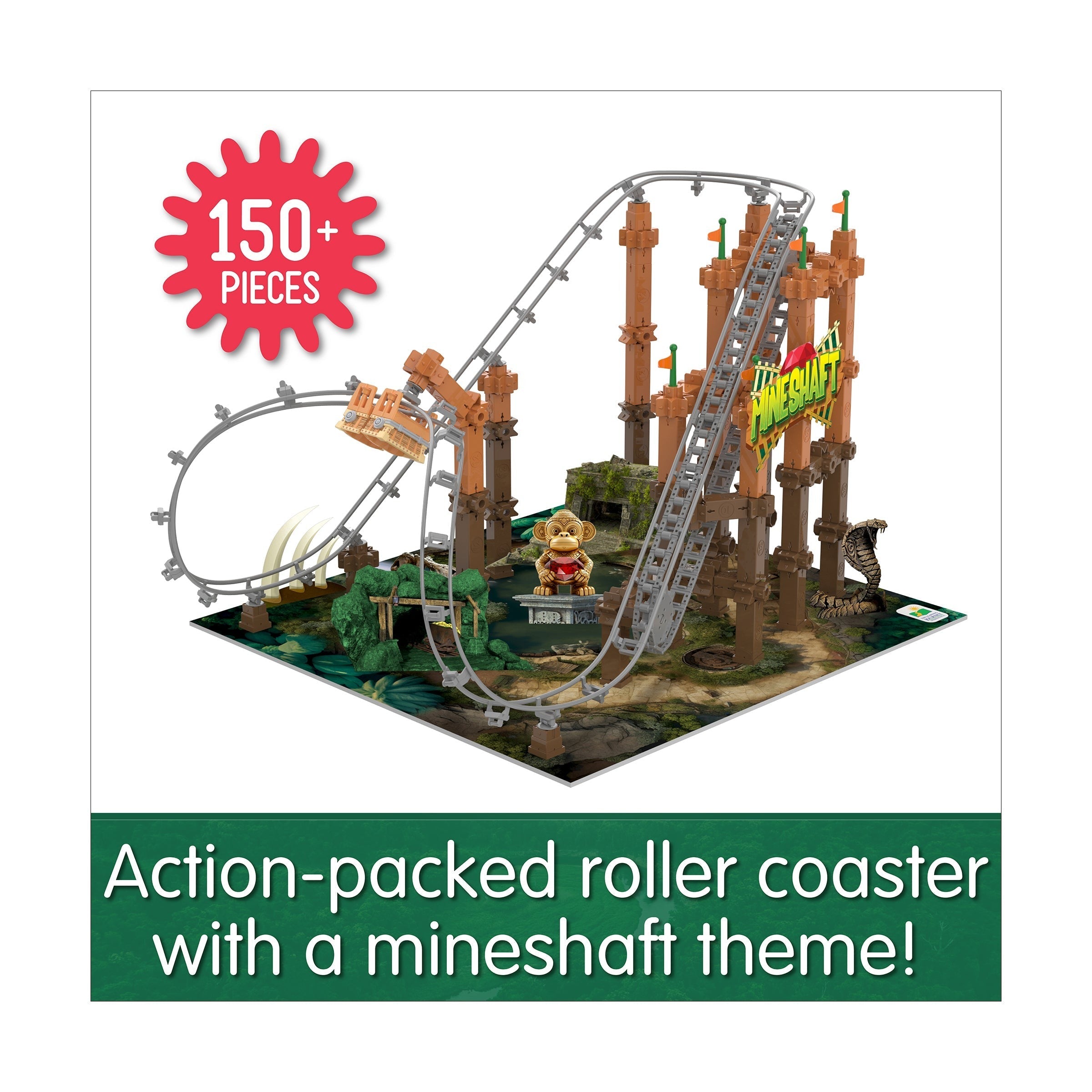 Techno Trax Mineshaft Roller Coaster Building Set - 150+ Pieces