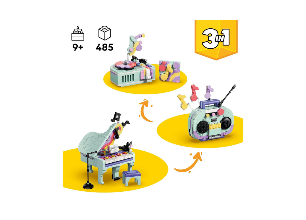 LEGO Creator 3-in-1 Music Decor Piano with Cat 485-Piece Building Set