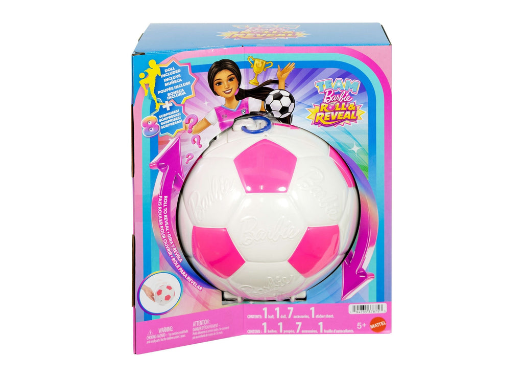 Barbie Roll & Reveal Soccer Player Fashion Doll with 8 Surprises, 10.63-Inch