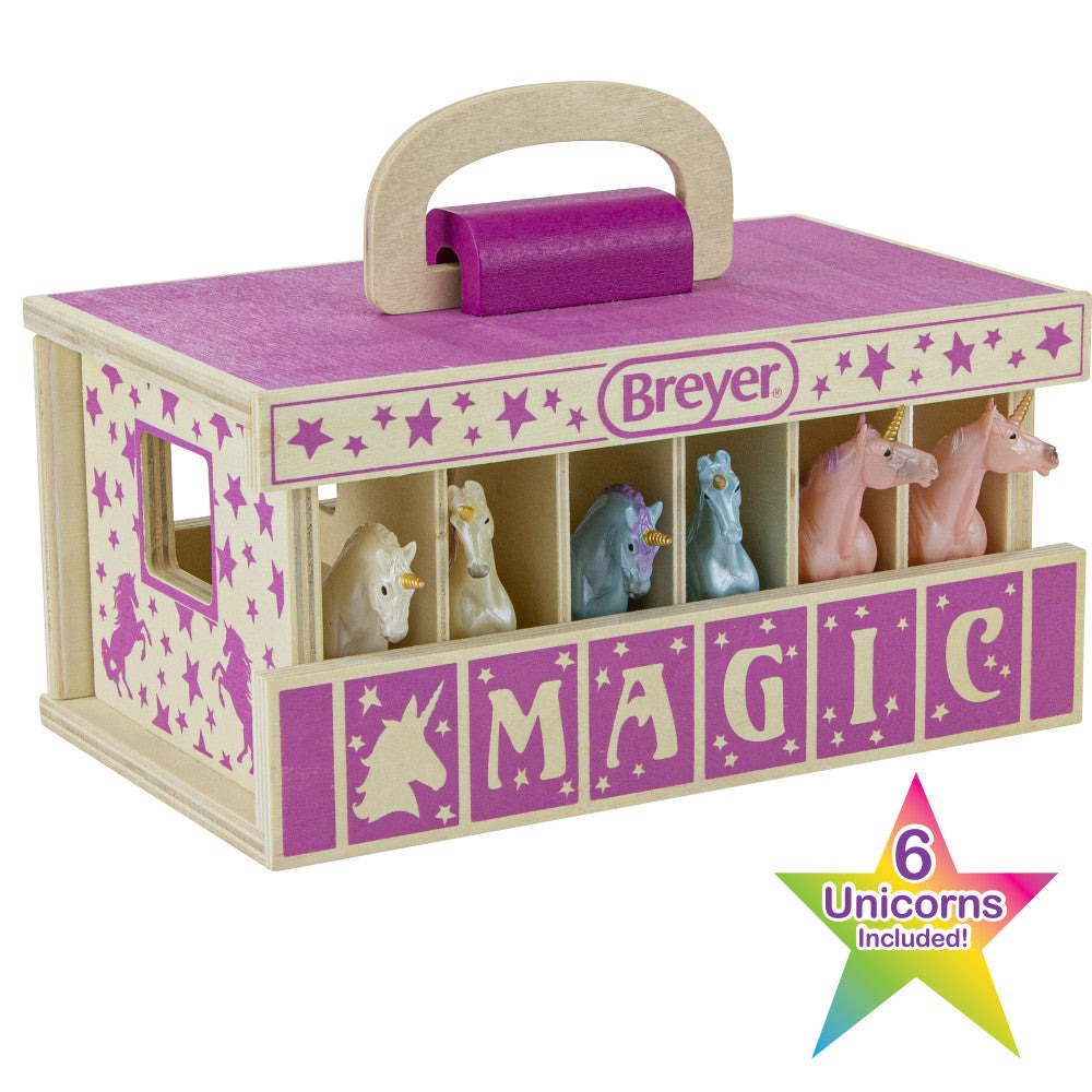 Breyer Unicorn Magic Wooden Stable Playset with 6 Unique Unicorns