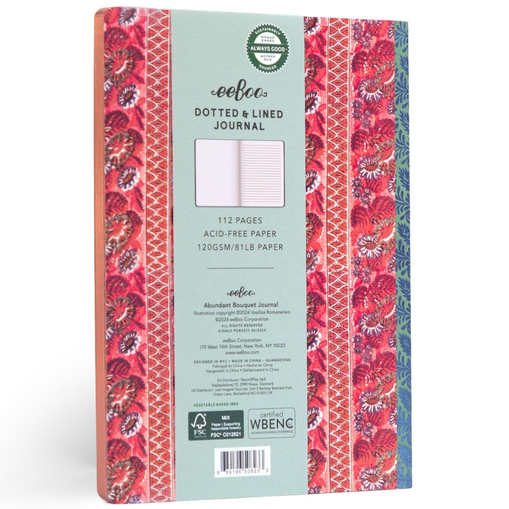 eeBoo Piece & Love: Abundant Bouquet Gilded Journal - Floral Hardcover Diary