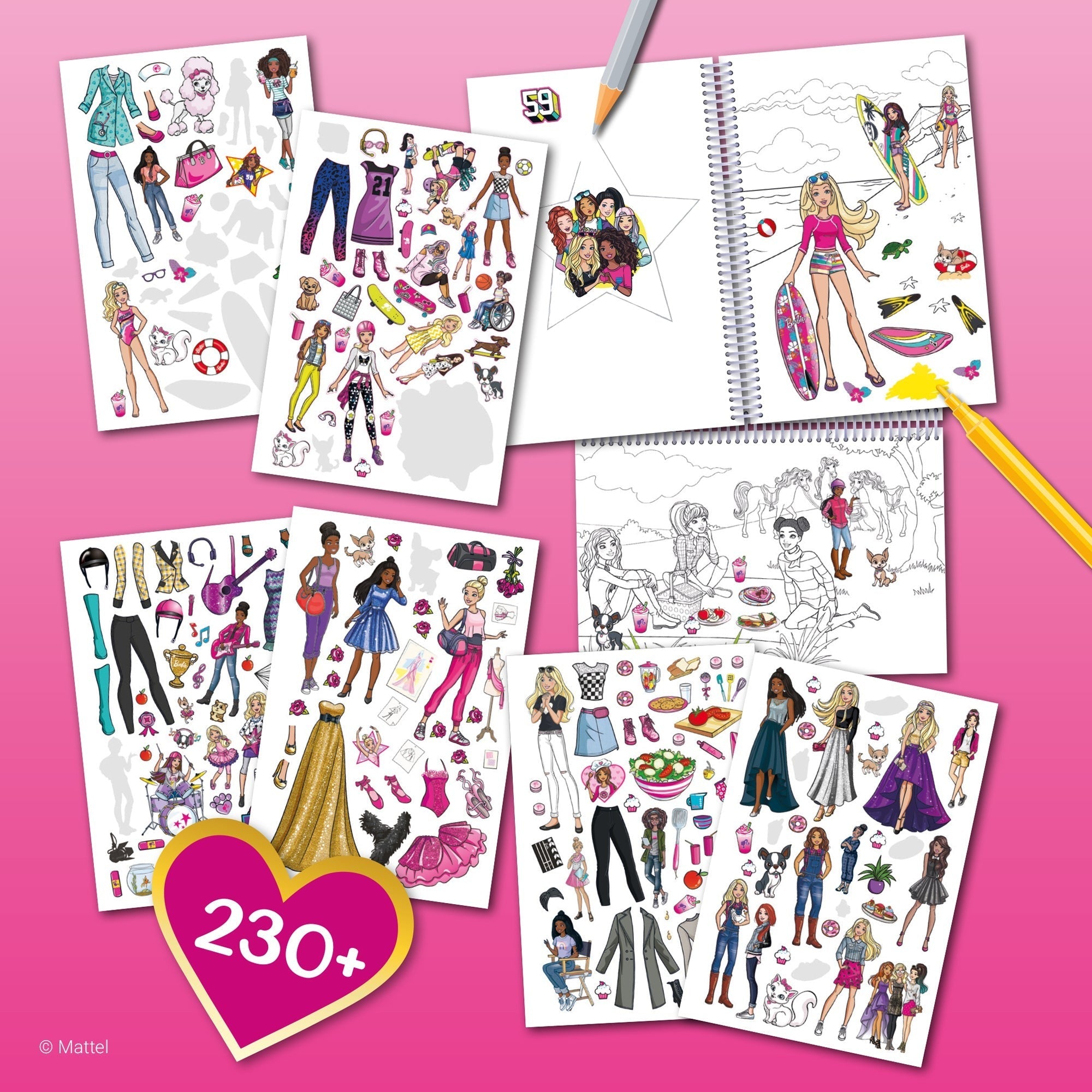 Barbie Color & Sticker Fun Book with 230+ Reusable Stickers