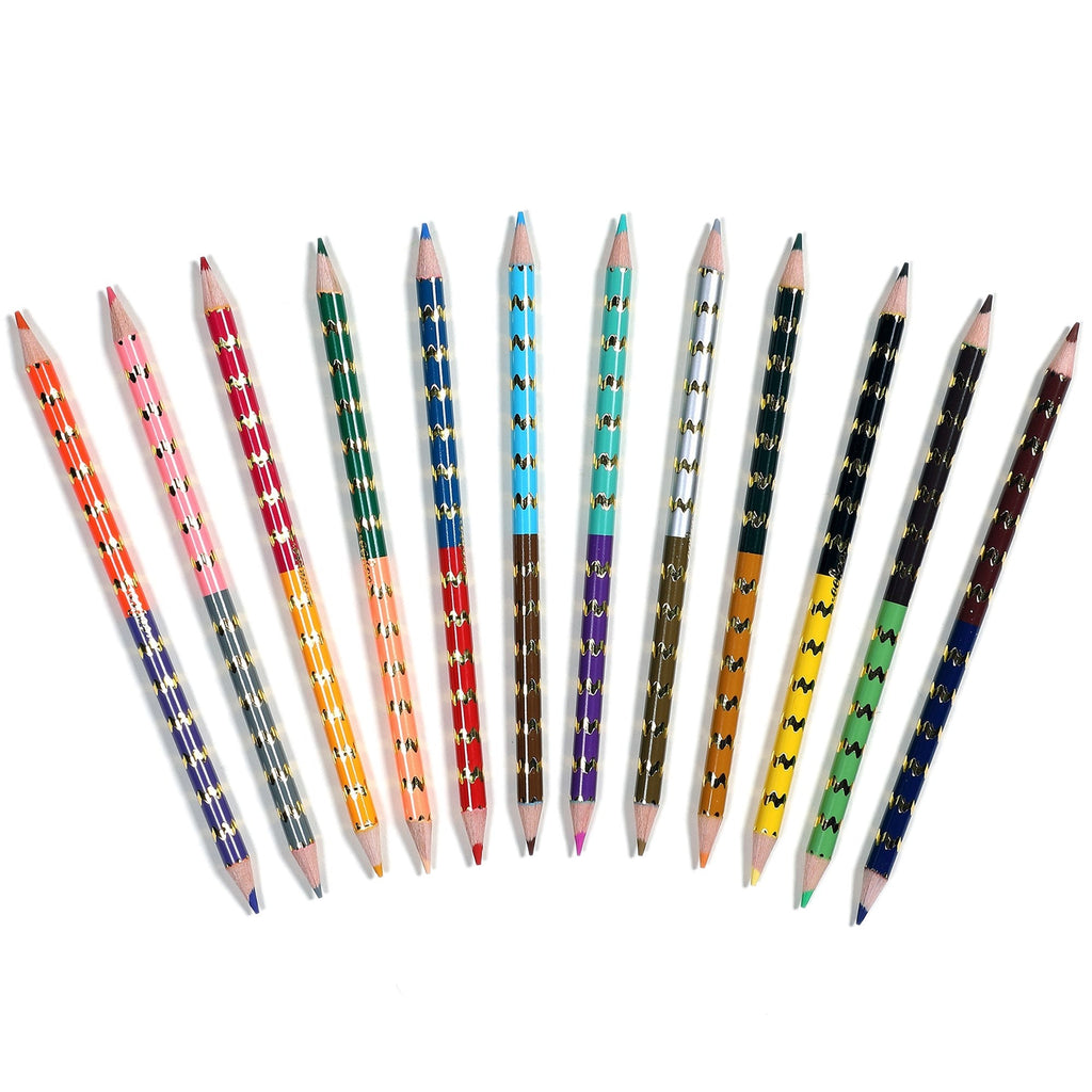 eeBoo Fawn & Sun Double-Sided Colored Pencils 12-Piece Set - 24 Metallic & Fluorescent Shades