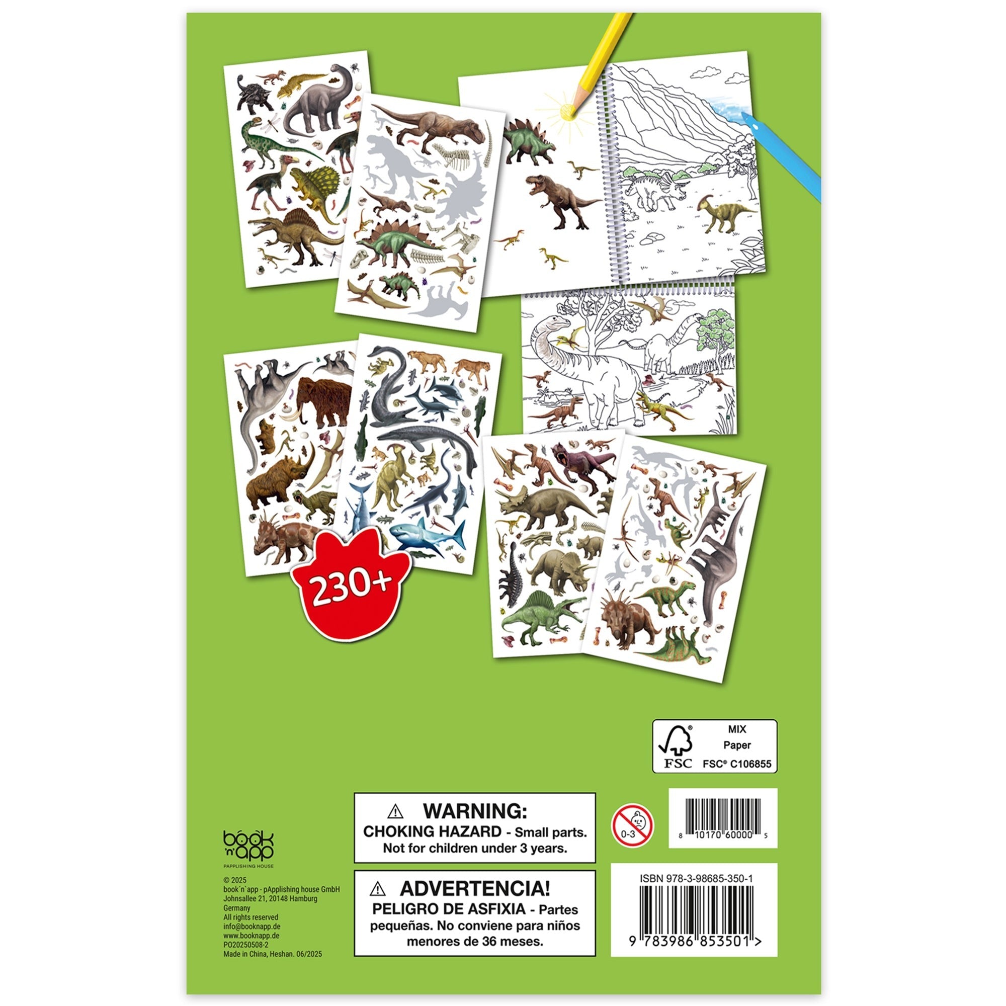 Book 'N' App Dinosaurs Color & Sticker Fun Book With 230+ Reusable Stickers