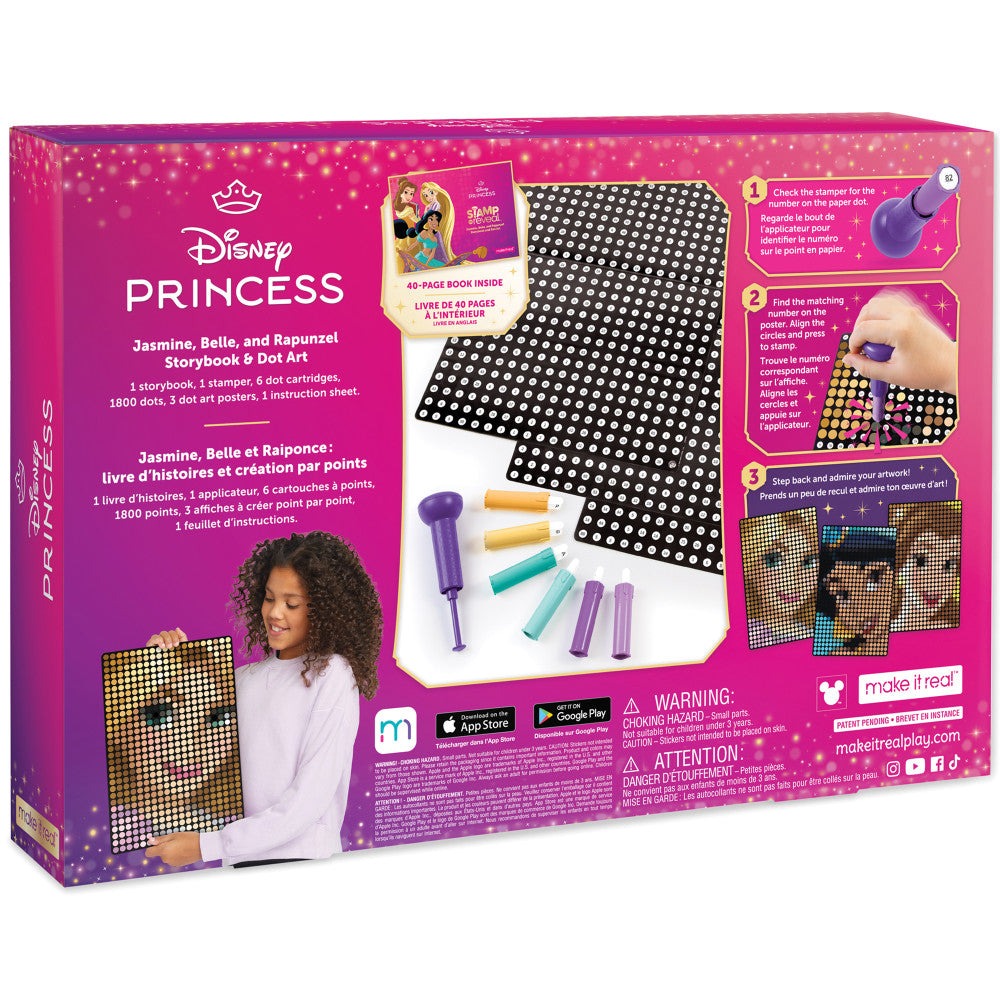 Make It Real Disney Princess Storybook Stamp and Dot Art Kit - Jasmine, Belle, Rapunzel