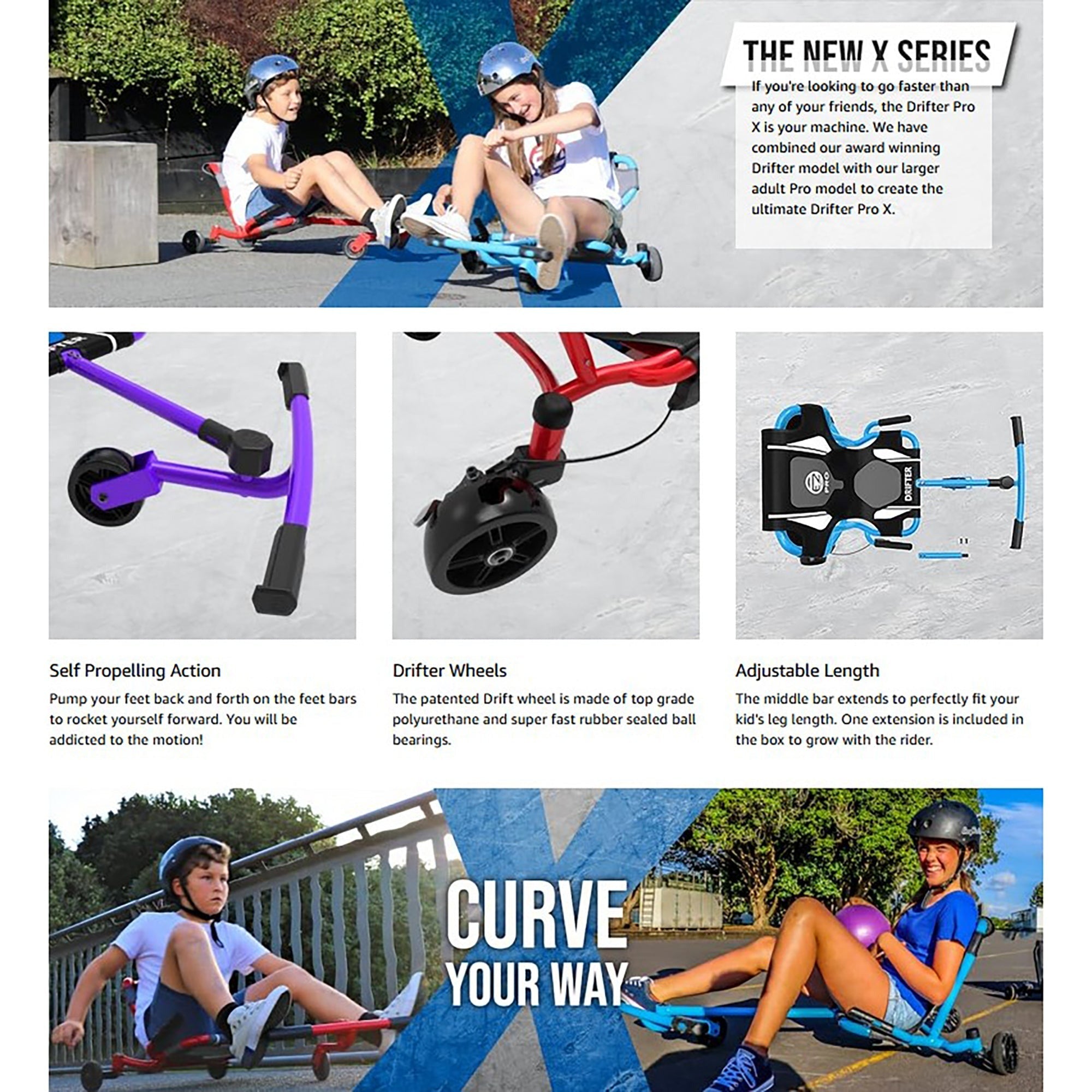 EzyRoller Drifter Pro X Battery-Free Ride-On With Drifting Mechanism