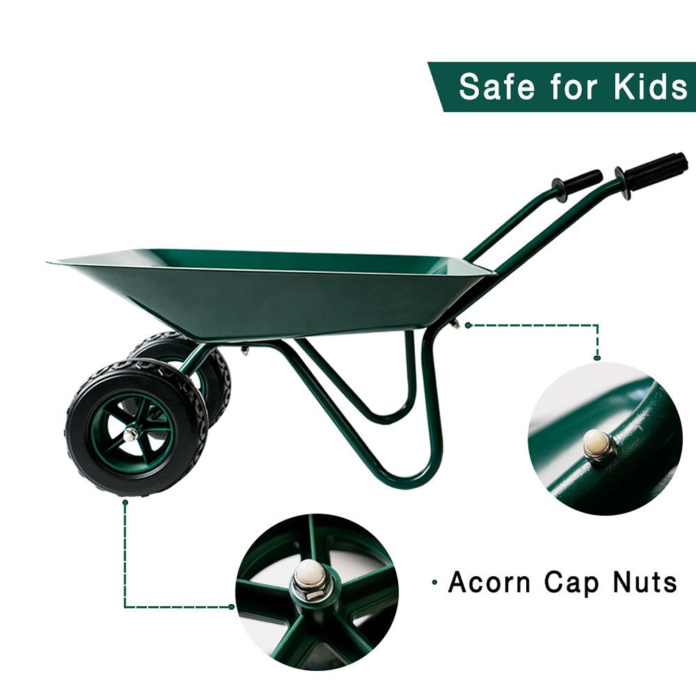 Trimate Metal Wheelbarrow - Hunter Green, Outdoor-Indoor Kids Play Toy
