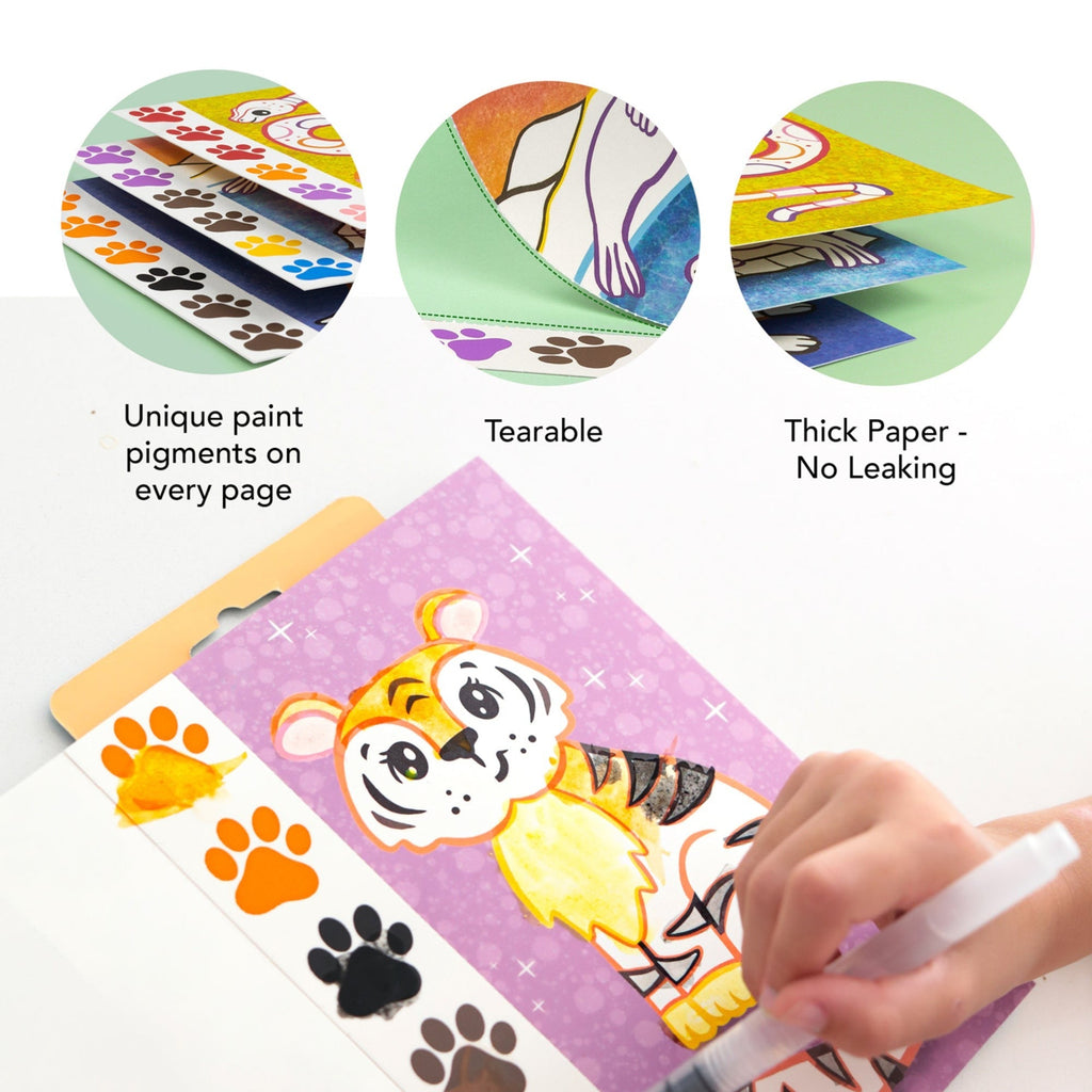 Tiger Tribe Wild Animals All-in-1 Watercolor Art Set with Mess-Free Brush