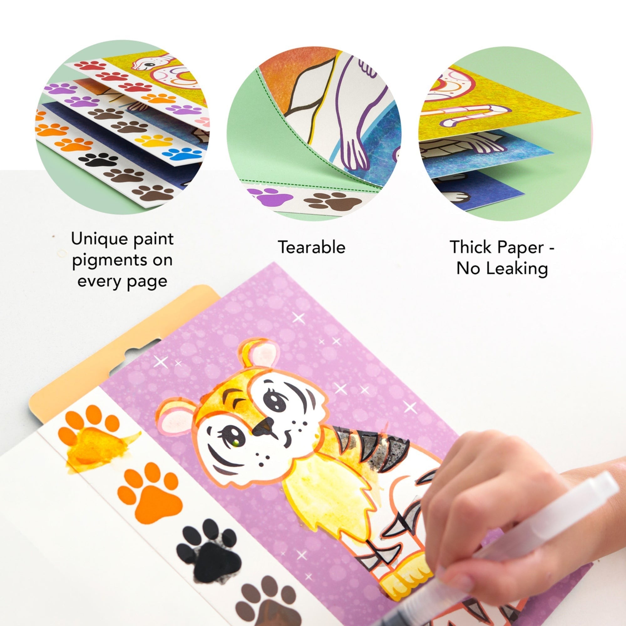 Tiger Tribe Wild Animals All-in-1 Watercolor Art Set with Mess-Free Brush