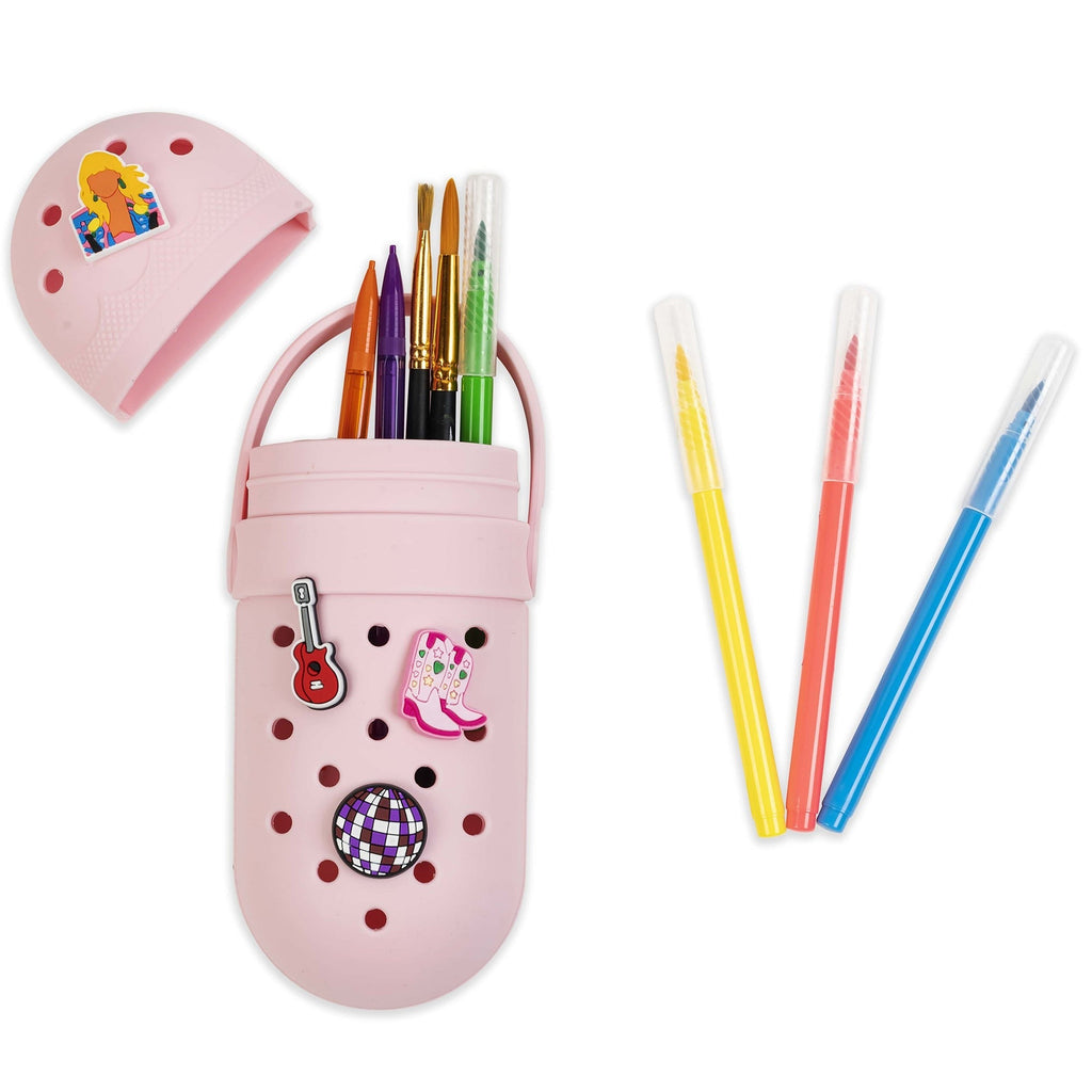 Charm Pencil Case Popstar Customizable Silicone Organizer With 4 Charms