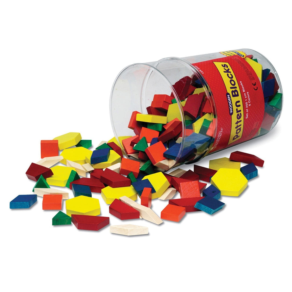 Learning Resources Wooden Pattern Blocks - Colorful Geometric Shapes - 250 Pieces