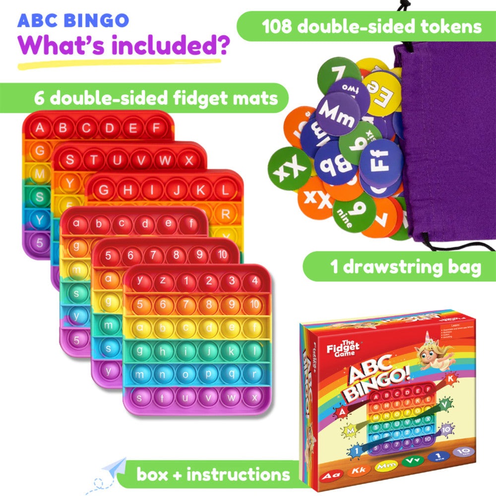 The Fidget Game ABC Bingo Educational Popping Mat Set