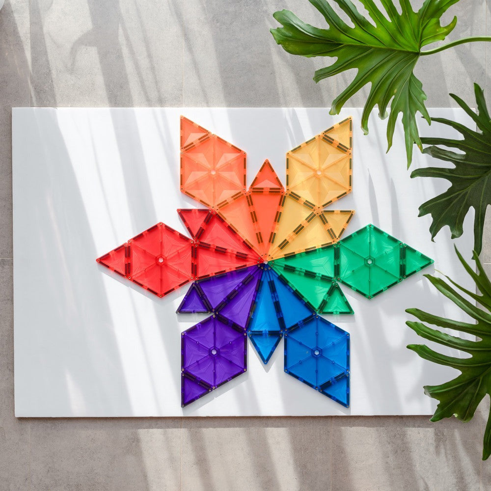 Connetix Rainbow Geometry Magnetic Tiles Set, 30 Pieces