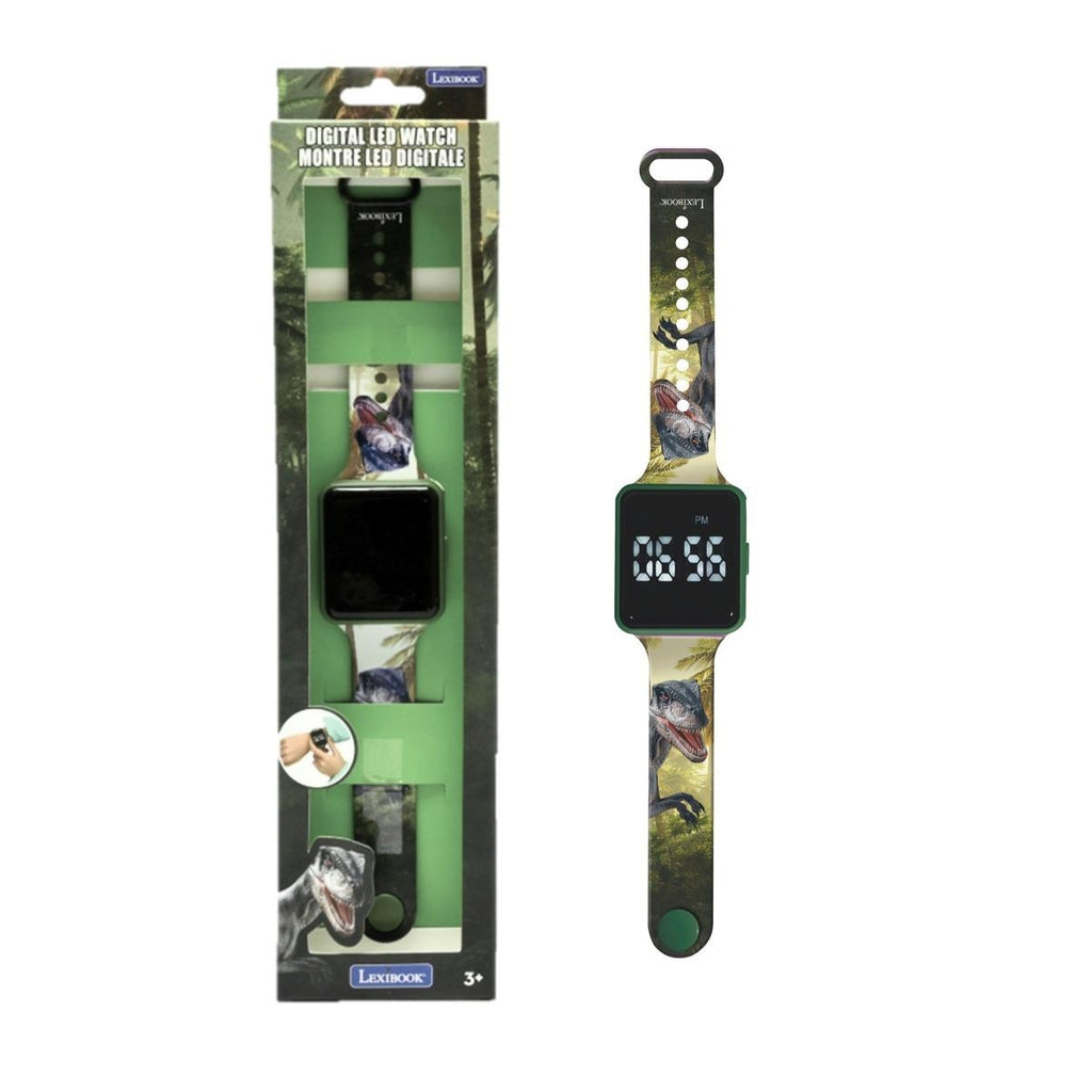 Jurassic Explorer Youth LED Digital Watch - Vibrant Dinosaur Print Strap
