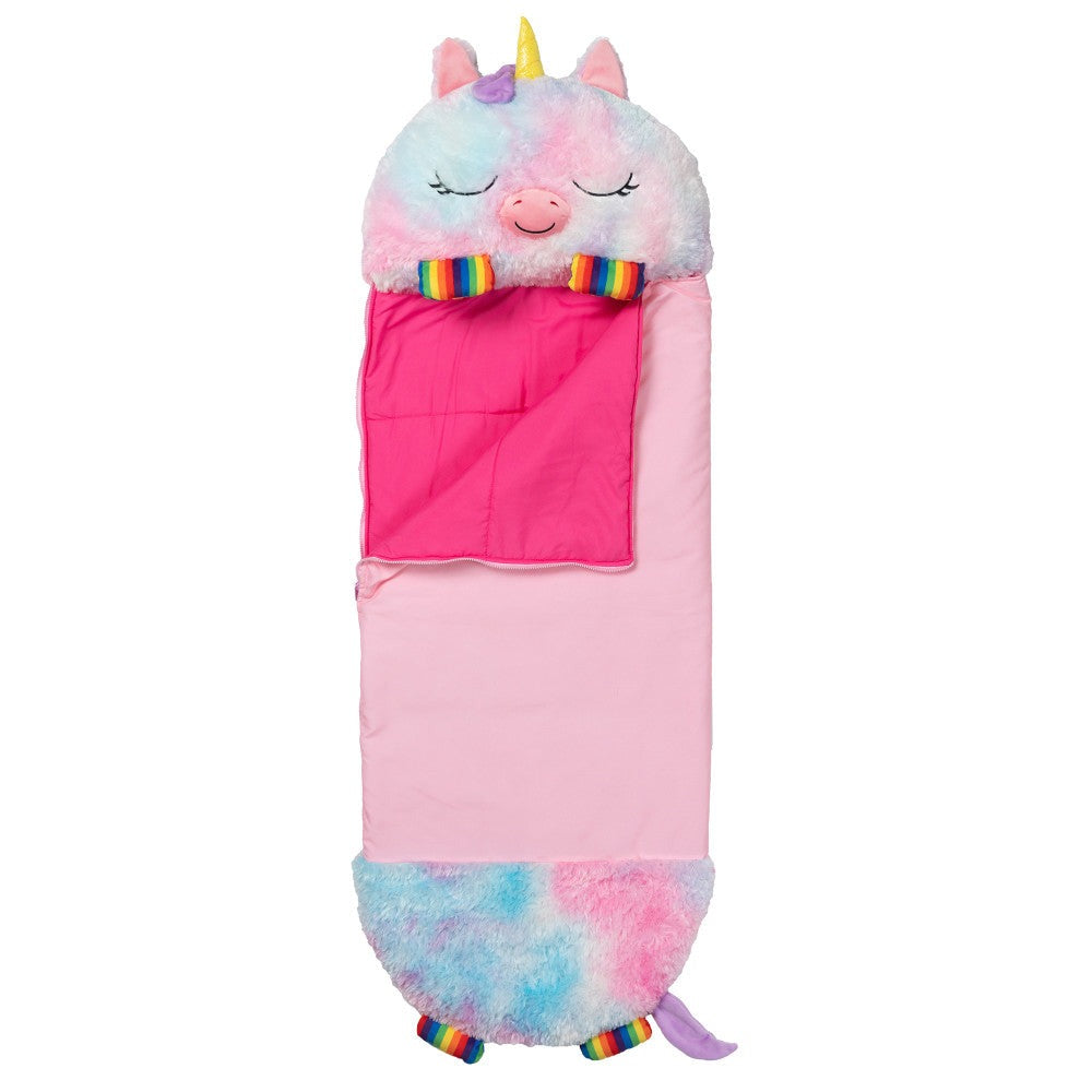 Happy Nappers Large 66 inch Rainbow Unicorn Sleepy Sack & Pillow for Kids 7+