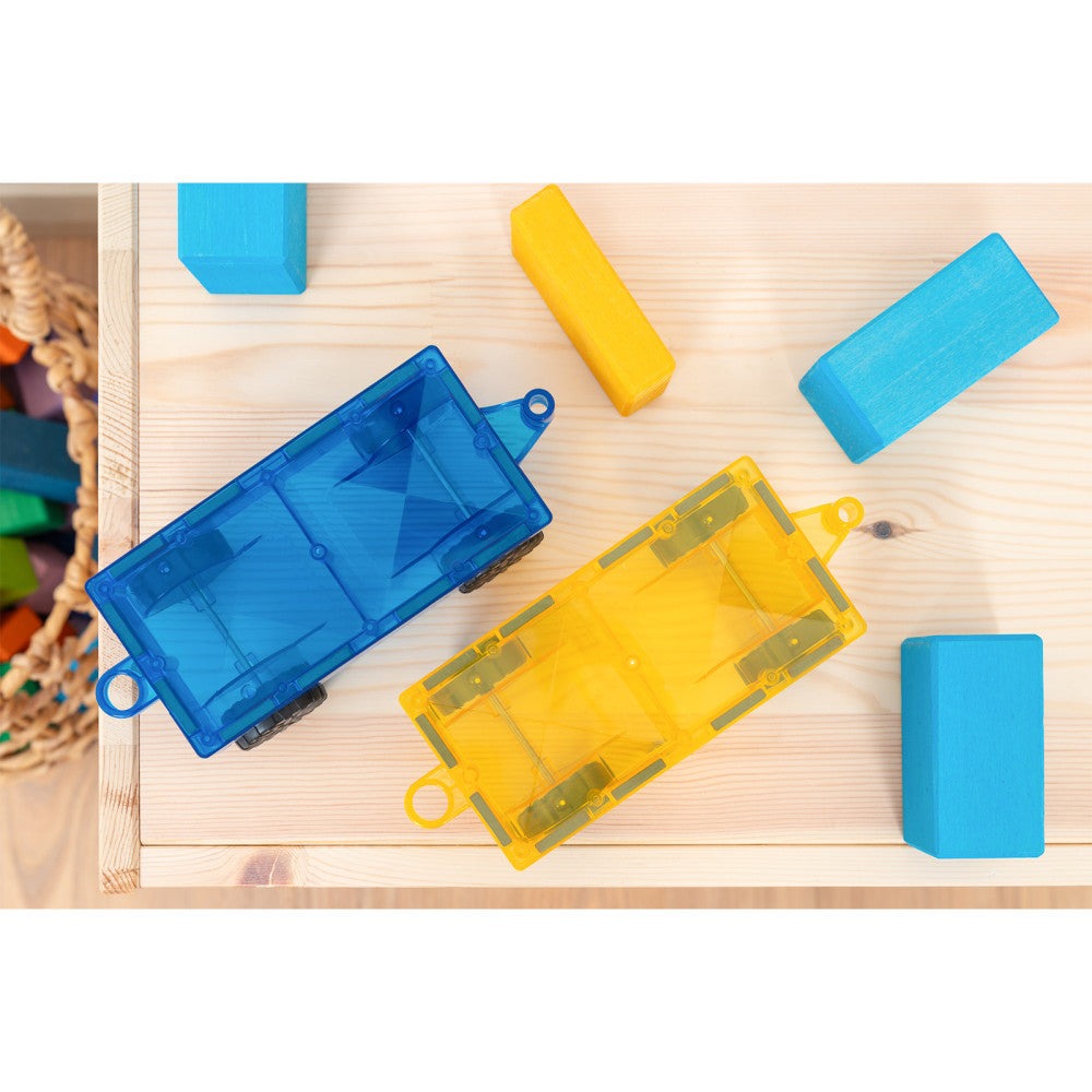 Connetix Magnetic Tiles Rainbow Car Pack, 2 Pieces - Blue/Yellow