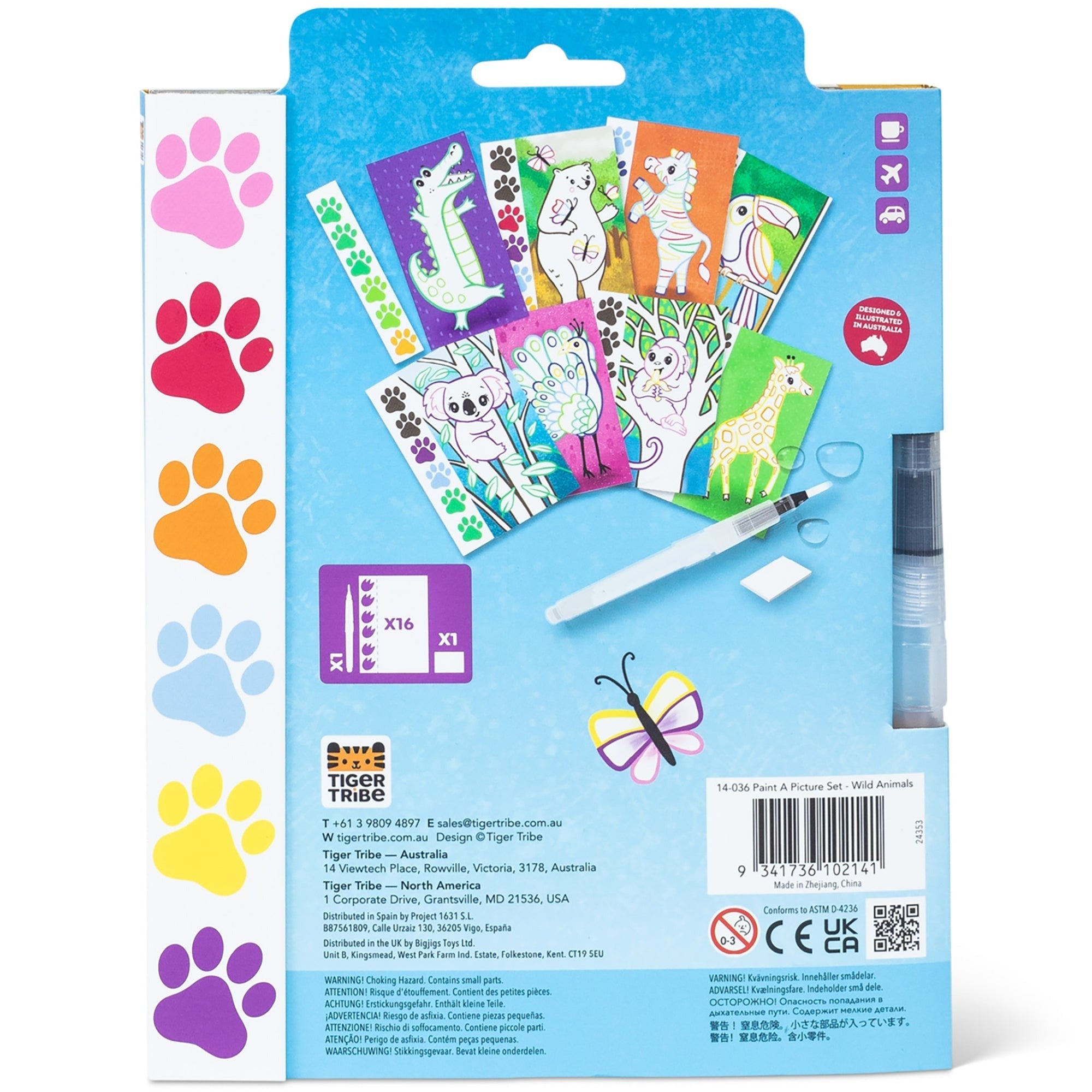 Tiger Tribe Wild Animals All-in-1 Watercolor Art Set with Mess-Free Brush