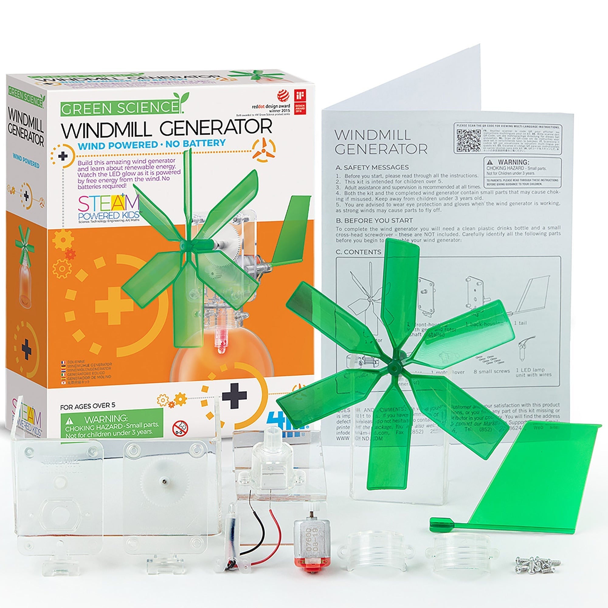 Green Science Windmill Generator STEM Kit With LED Light