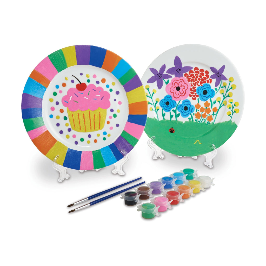 Paint Your Own Porcelain Plates Craft Kit With 12 Paints And Display Stands