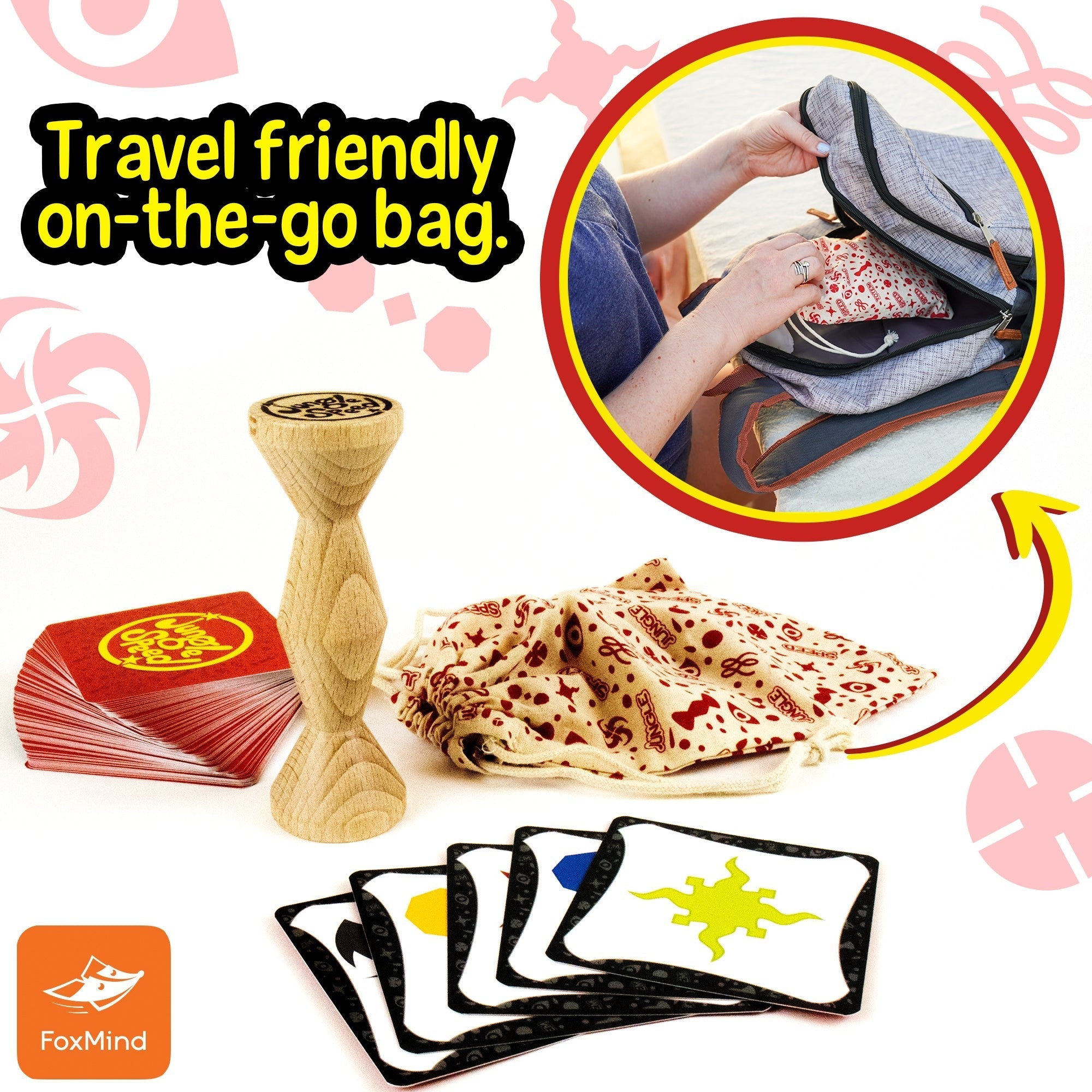 Foxmind Jungle Speed Eco Edition Card Game With Wooden Totem, 2-10 Players