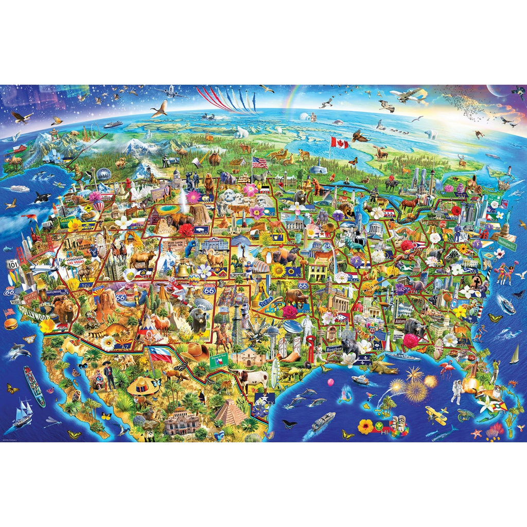 Eurographics US Wonders Illustrated USA Map 2000-Piece Jigsaw Puzzle