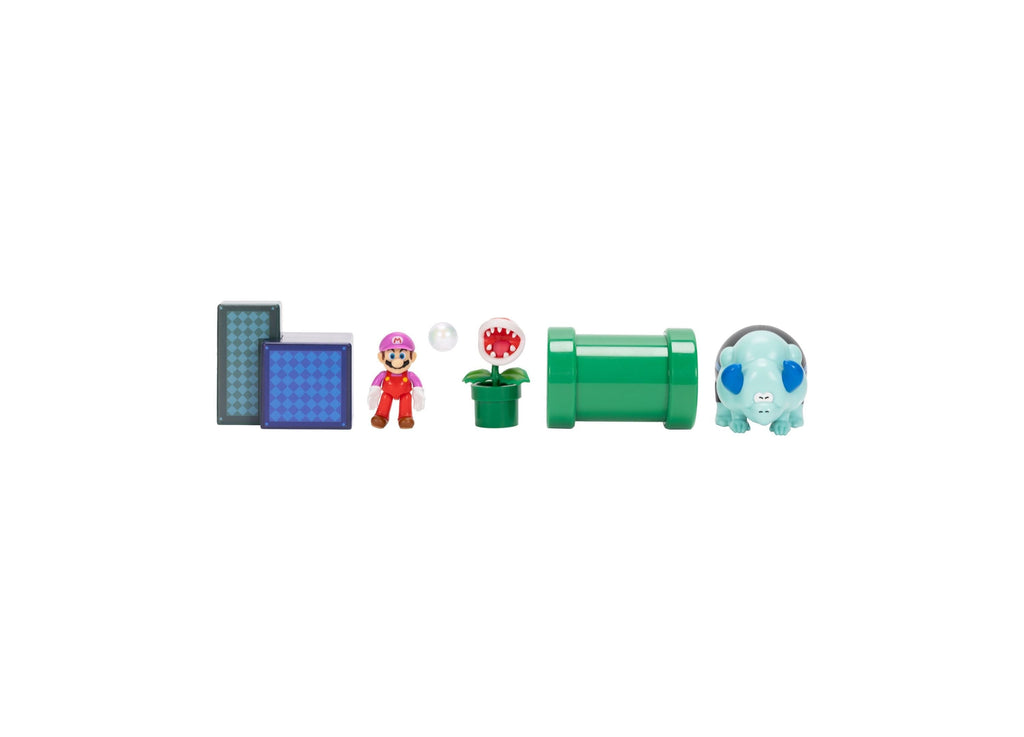 Super Mario Wonder 6-Piece Playset With Bubble Mario And Piranha Plant