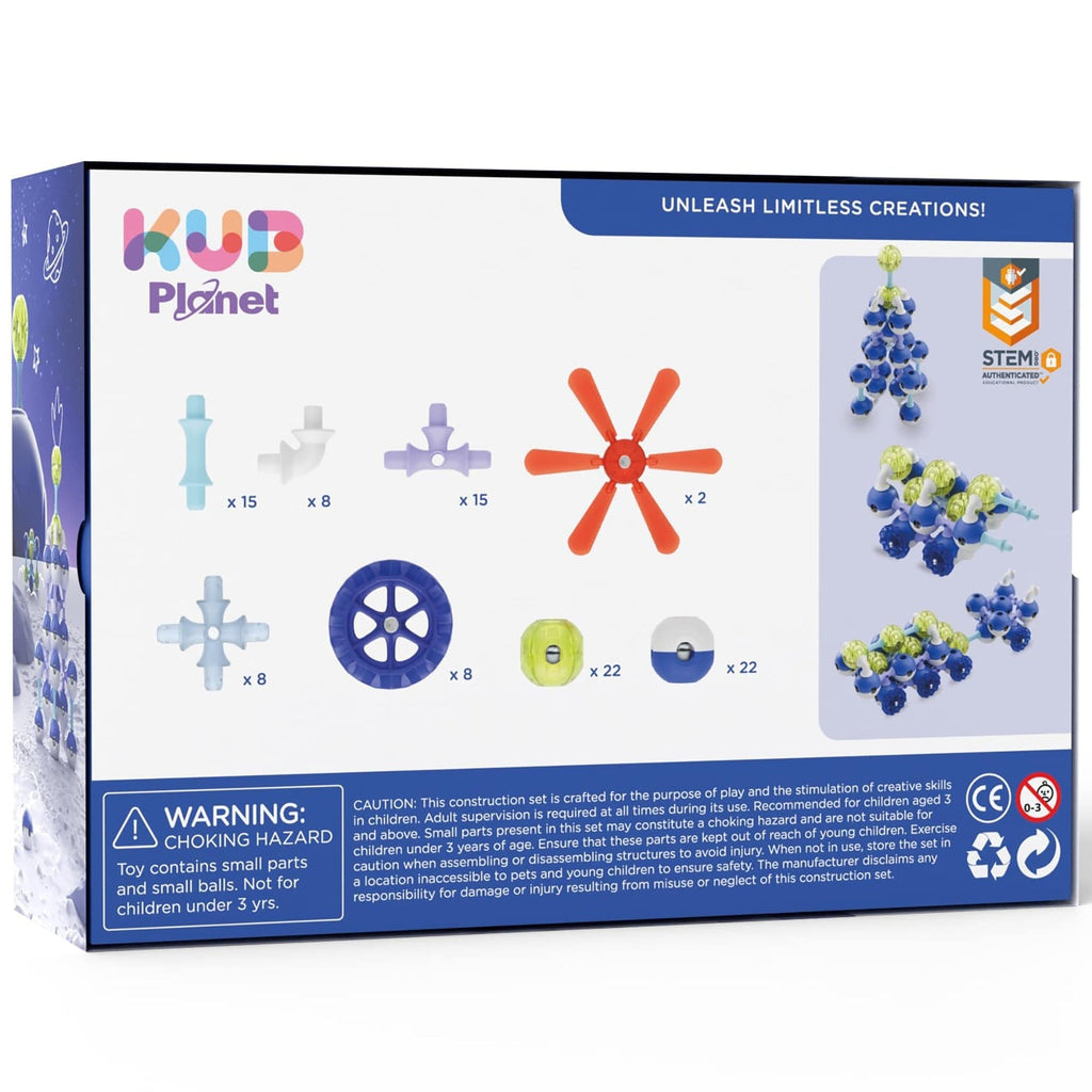 KUB Planet Astral Neon Magnetic Building Set 100-Piece STEM Construction Blocks