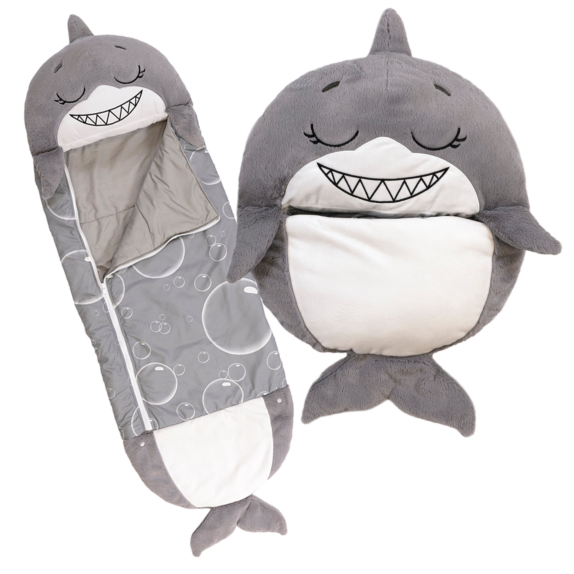Happy Nappers Grey Shark Pillow & Sleepy Sack 2-In-1 Plush