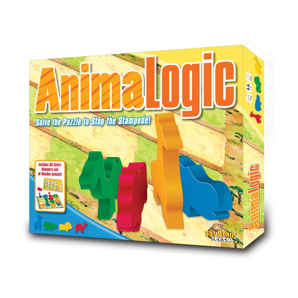 AnimaLogic Colorful Wooden Animal Puzzle Game by Fat Brain Toy Co.