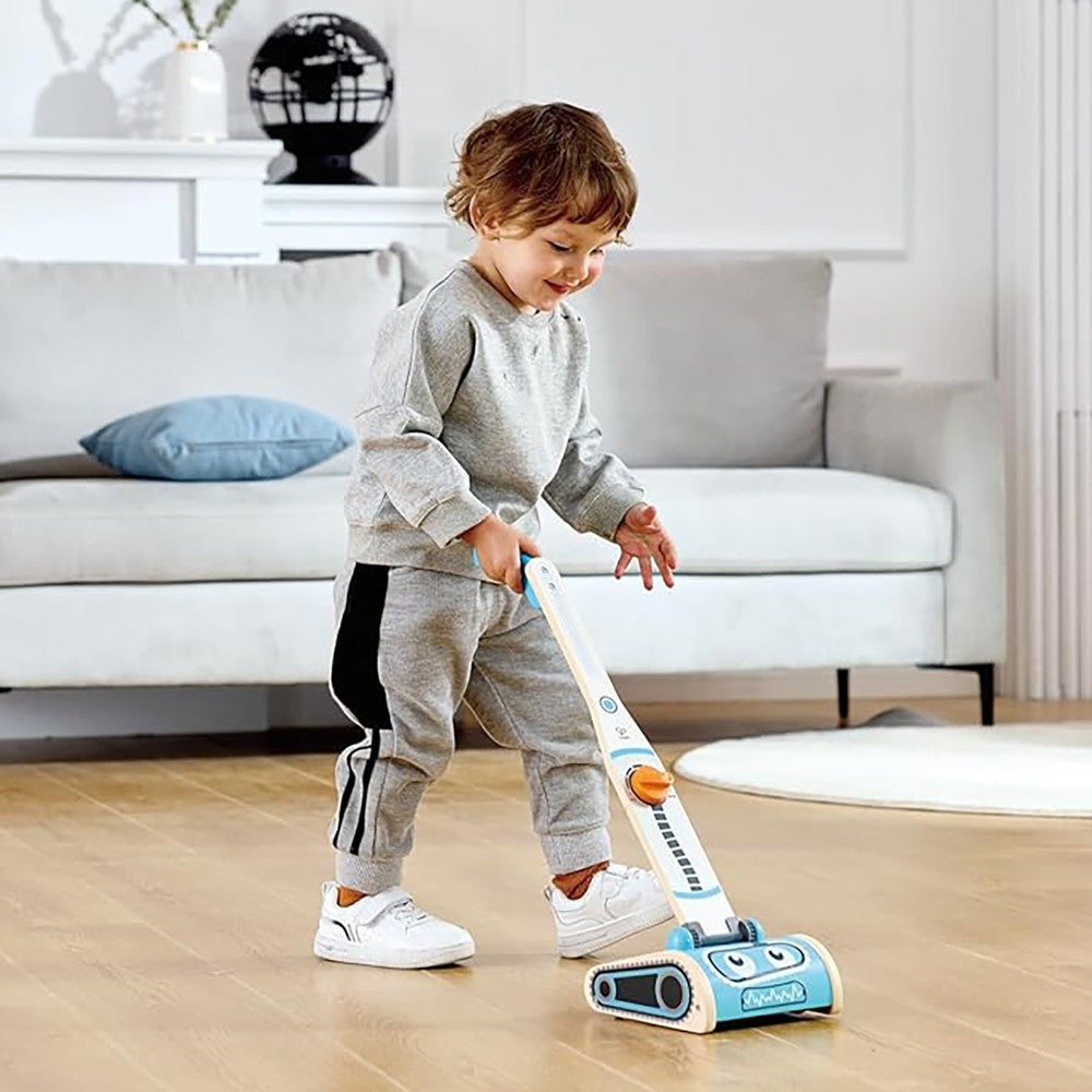 Hape Robot Vacuum Clean Up Playset - Whimsical Blue Wooden Toy