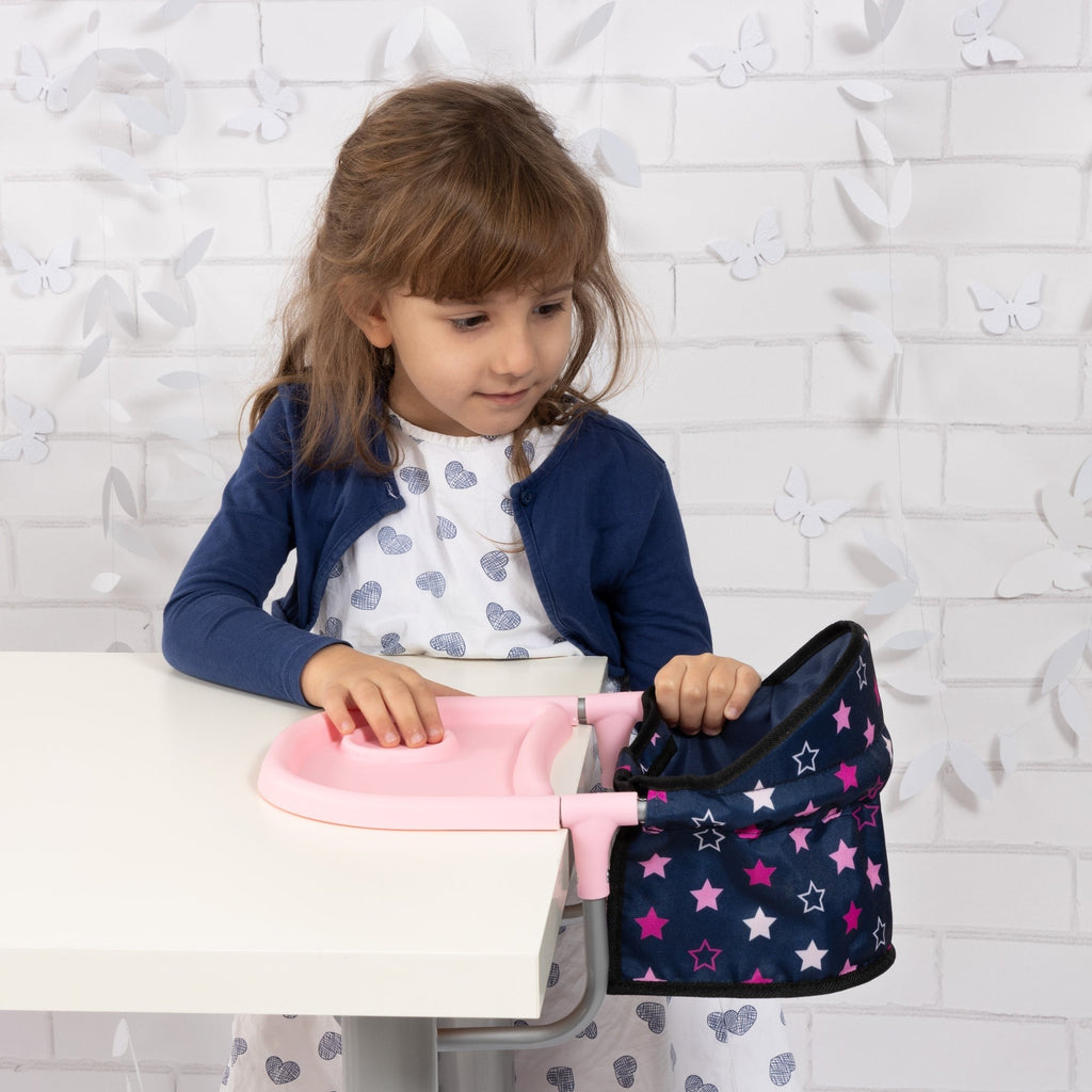 Bayer Design Doll Table Seat With Tray - Navy Pink Stars