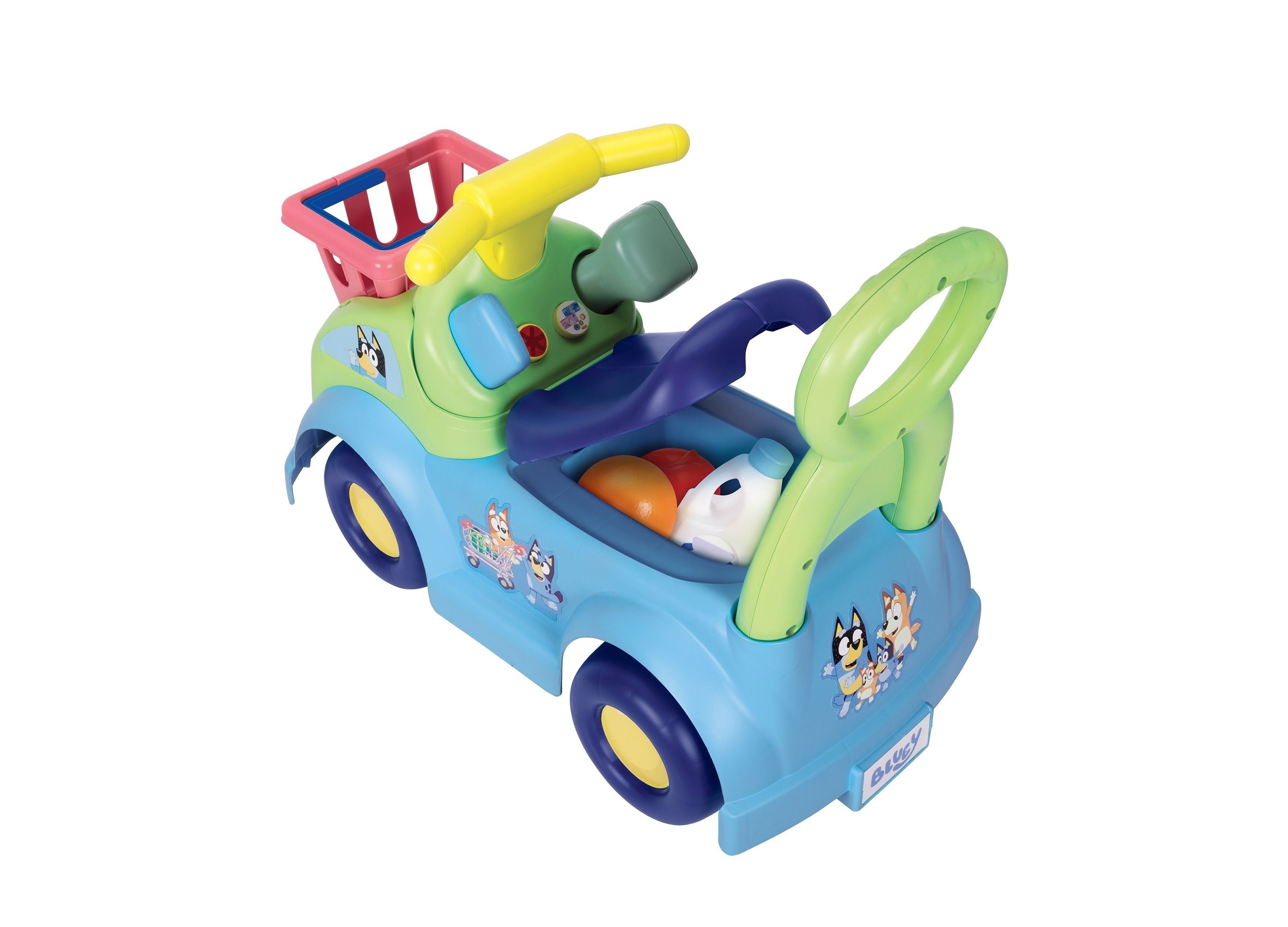 Bluey Shopping Cart Ride-On With Scanner And Grocery Accessories