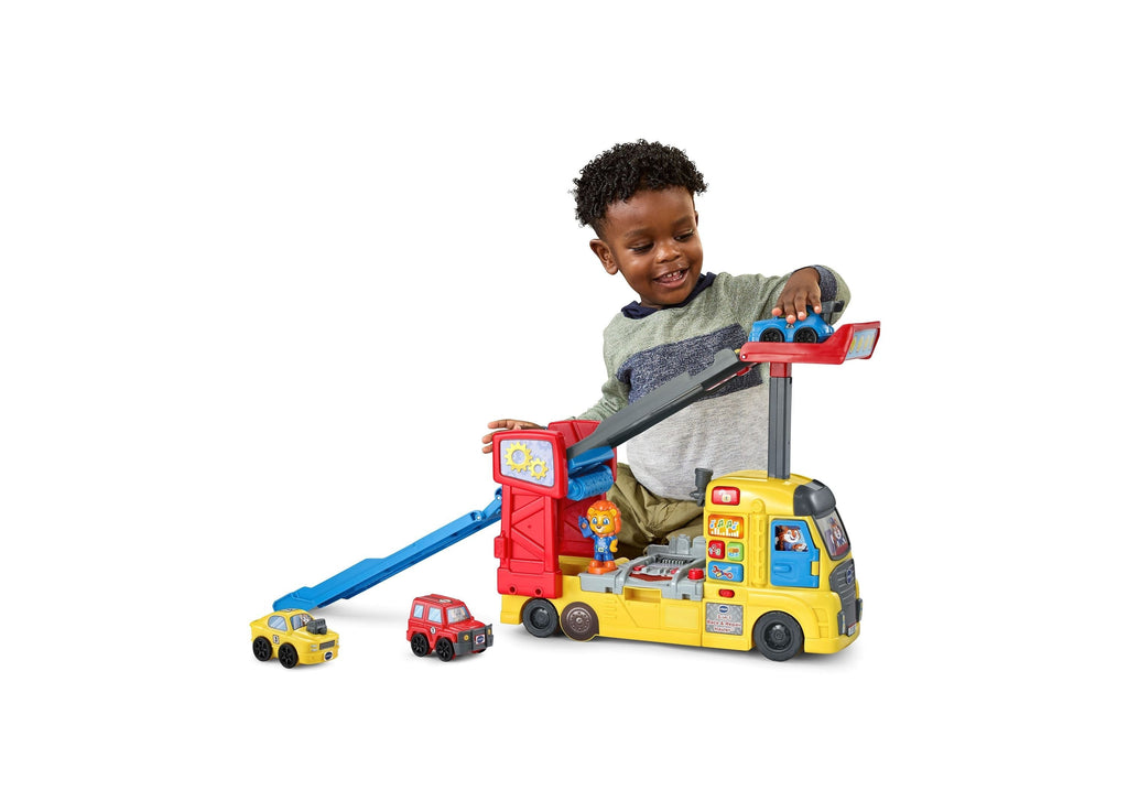VTech 3-in-1 Race & Repair Hauler Interactive Learning Vehicle Playset