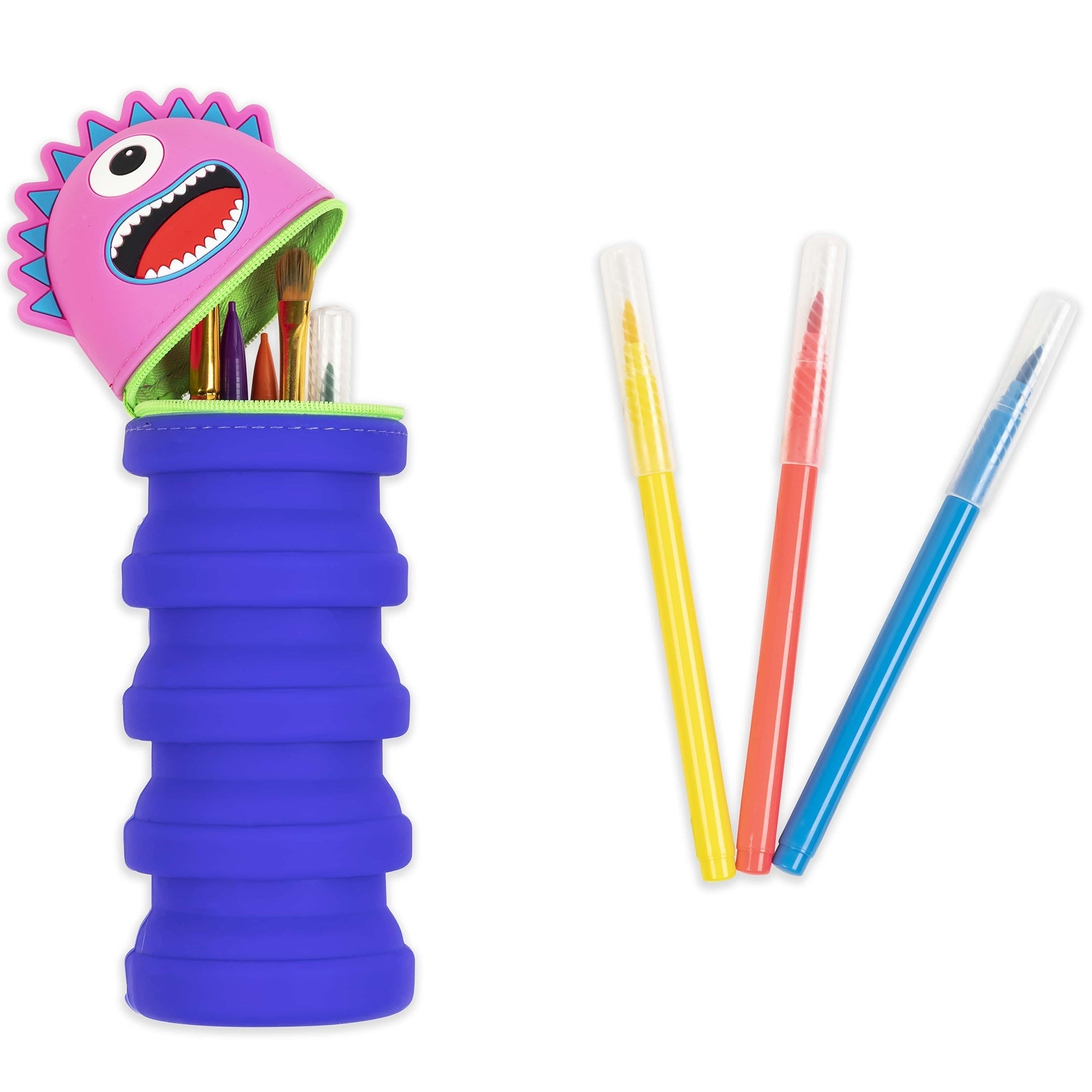 Monster Retractable Silicone Pencil Case - Pink