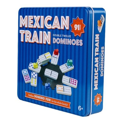 Mexican Train Dominoes Deluxe Set in Tin with Electronic Sounder