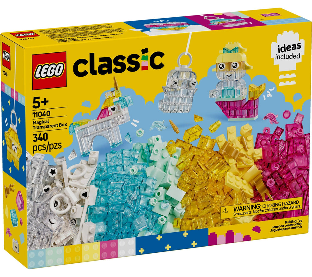 LEGO Classic 340-Piece Magical Transparent Box - Colorful Building Bricks Playset