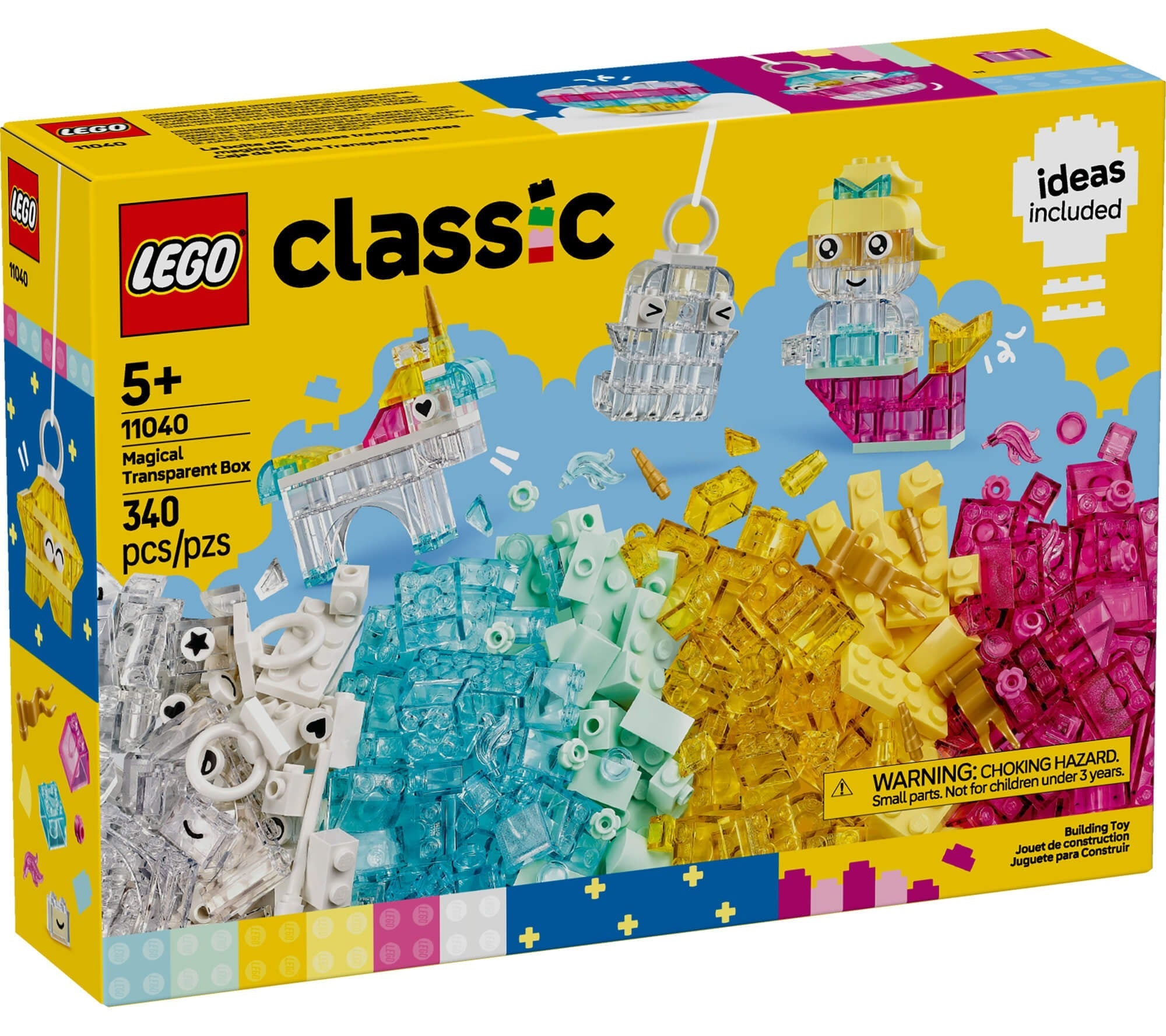 LEGO Classic 340-Piece Magical Transparent Box - Colorful Building Bricks Playset