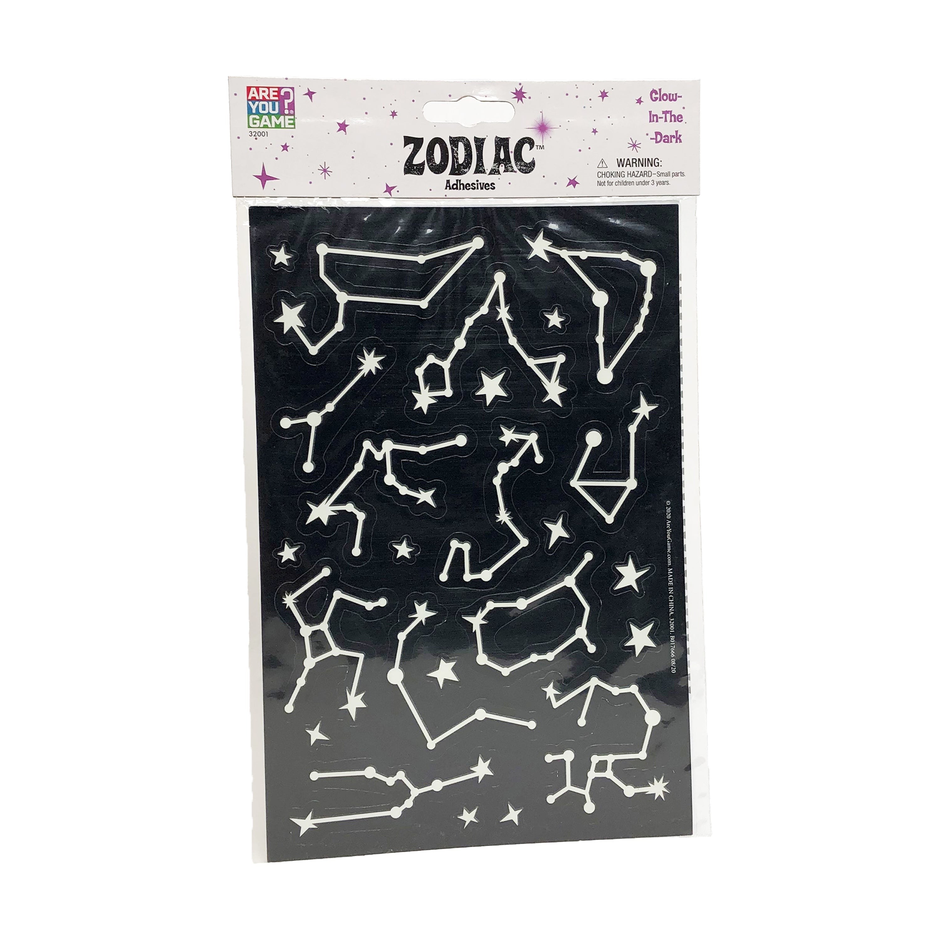 AreYouGame Celestial Series Glow-in-the-Dark Zodiac Adhesive Shapes Set