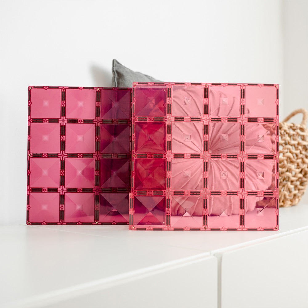 Connetix Magnetic Tiles Pastel Pink & Berry Base Plate Duo, 2-Piece Set