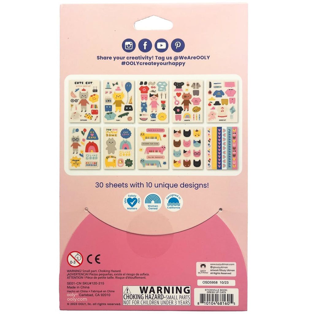 Stickiville Dress Up Cats Sticker Book - 30 Pages Of Creative Fun