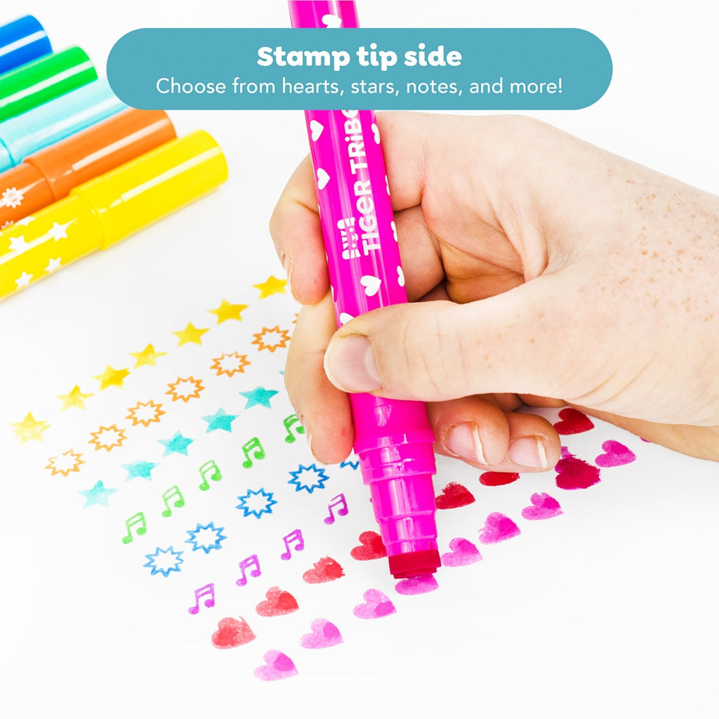 Tiger Tribe Dual-Tip Stamp Markers 8-Pack - Washable, Non-Toxic Art Supplies