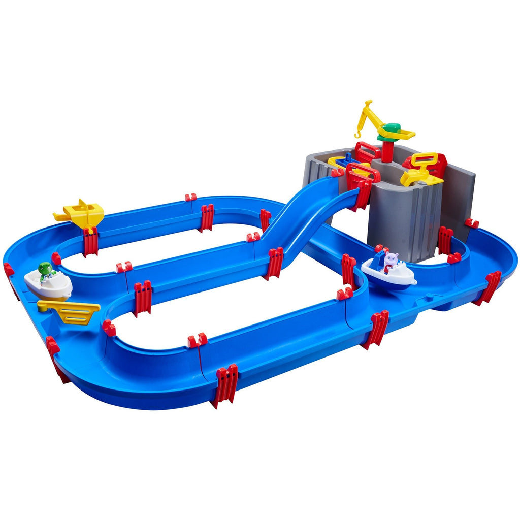 AquaPlay Harbor Waterway Playset With Crane, Pump, Slide, 3 Boats And 2 Figures