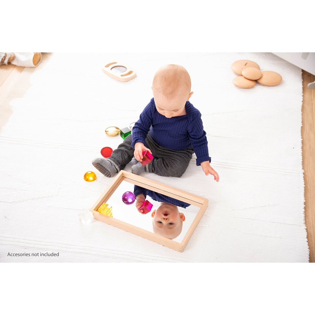 TickiT Small Wooden Mirror Tray - Reflective Learning Adventure