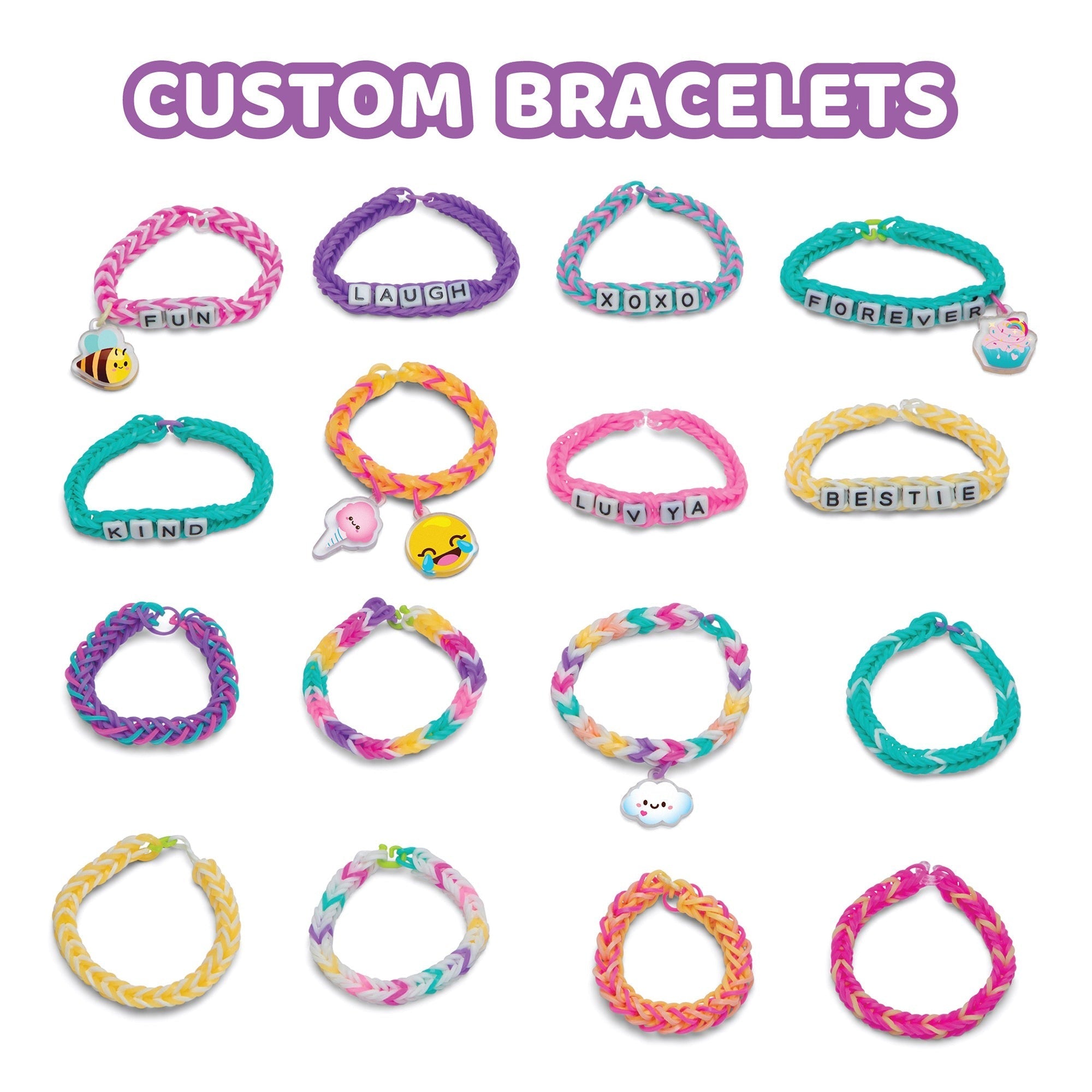 Rainbow Loom Forever Friends 3000-Piece Rubber Band Bracelet Kit With Charms And Alpha Beads