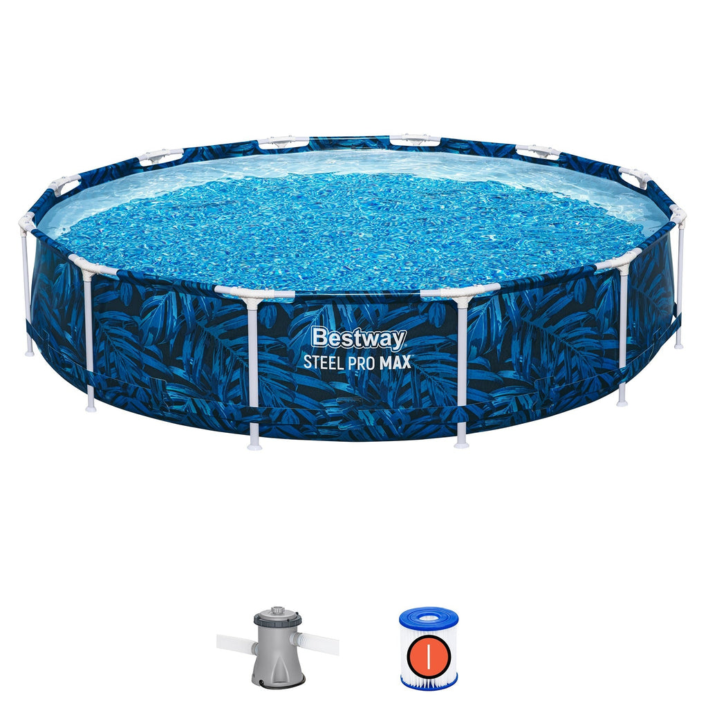 Bestway Steel Pro MAX 12-Foot Round Above Ground Pool Set With Filter Pump