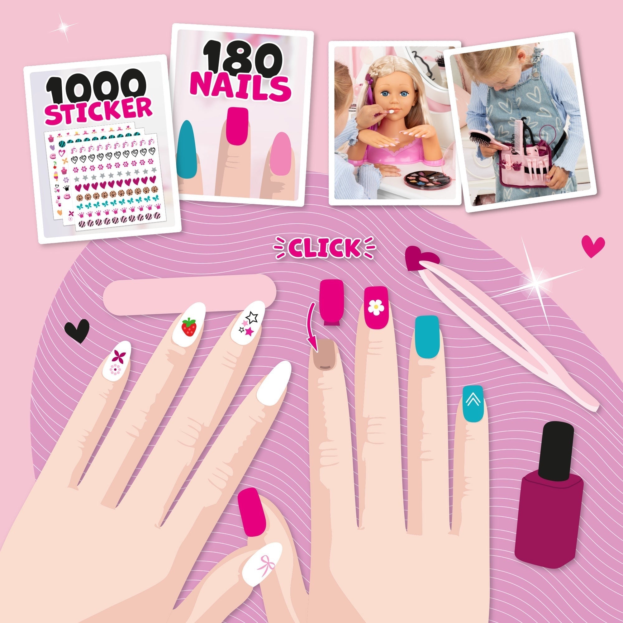 Charlene Magic Nails Brunette Styling Head Doll With Moveable Hands