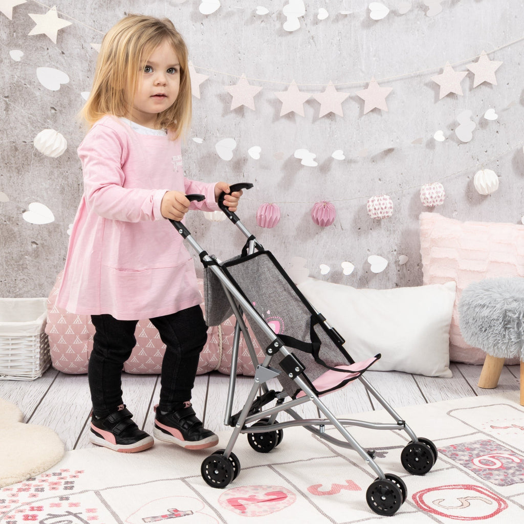 Bayer Design Doll Buggy Stroller With Butterfly Pattern And Storage Basket