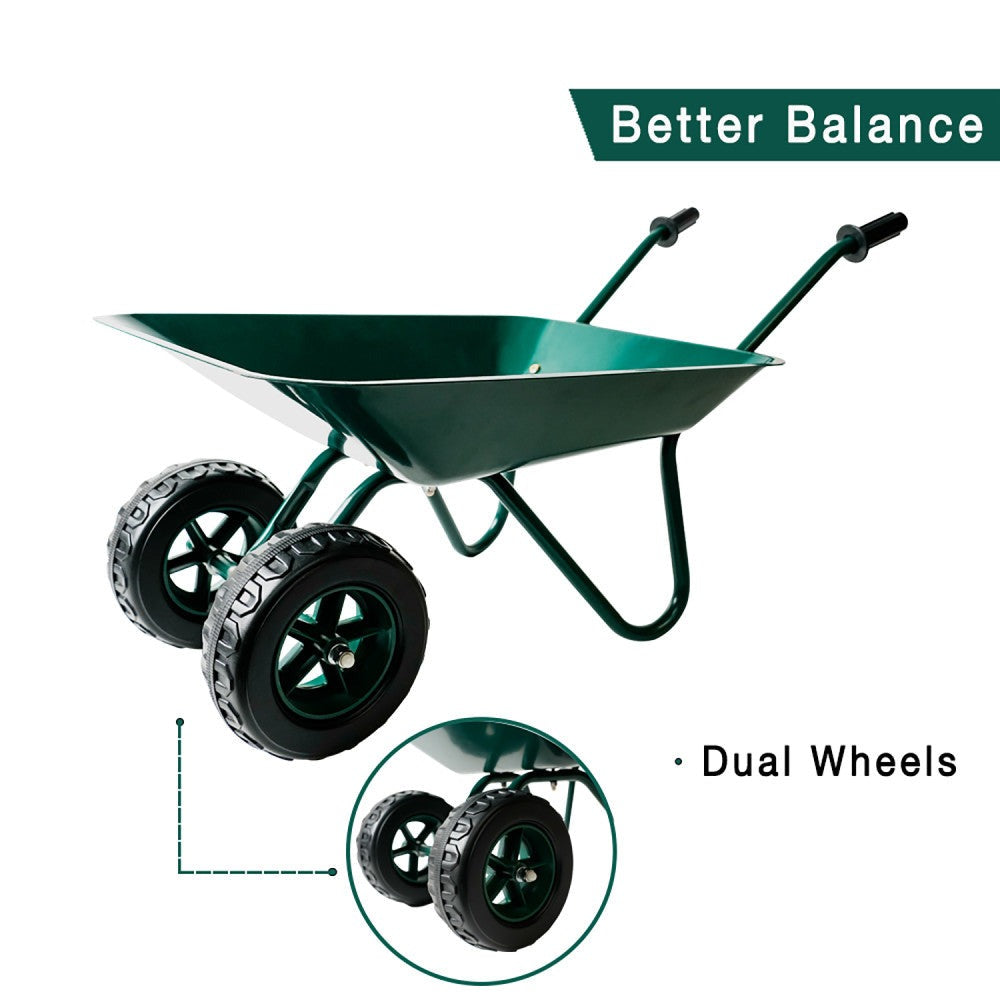 Trimate Metal Wheelbarrow - Hunter Green, Outdoor-Indoor Kids Play Toy