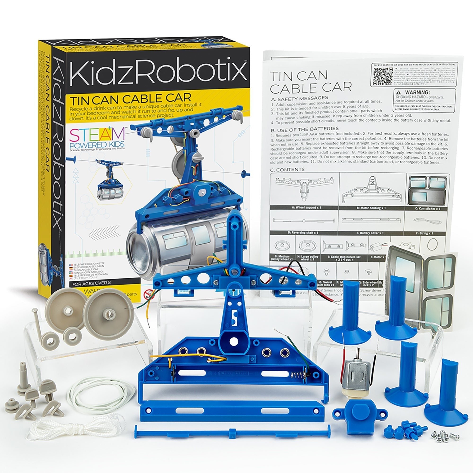 KidzRobotix Tin Can Cable Car Recycled Engineering Kit