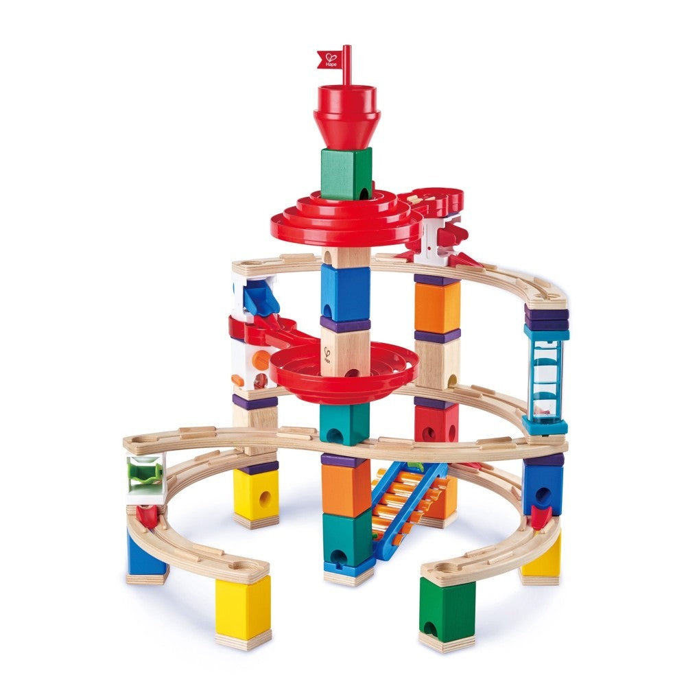 Hape Quadrilla Super Spiral Wooden Marble Run - 101 Piece Set for Ages 4+